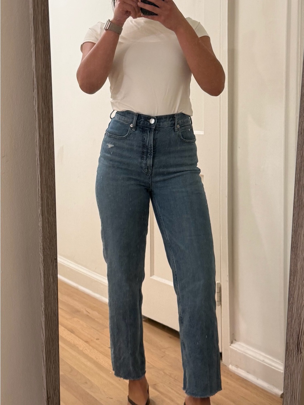 Everlane High-Rise Straight Jeans in Medium Blue Wash